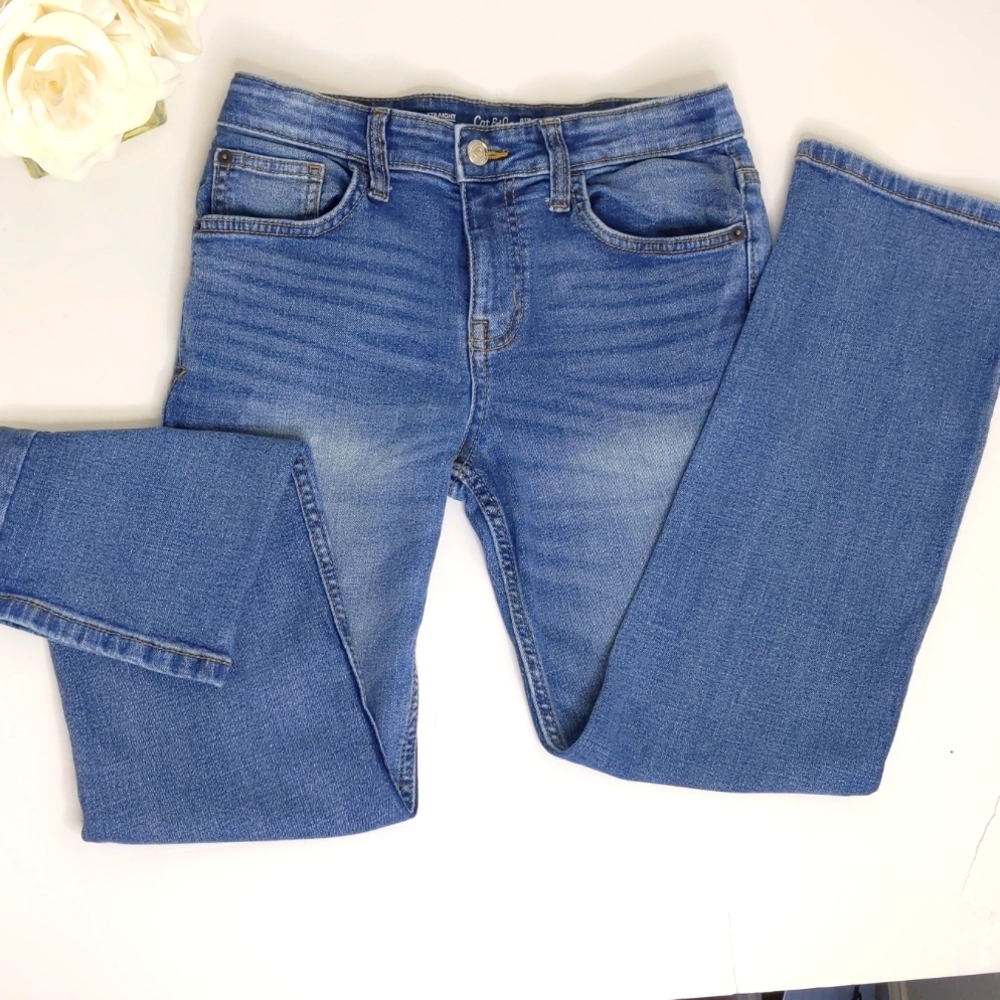 Cat & Jack Boys Jeans Size 12 Skinny Straight Stretch adjustable waist